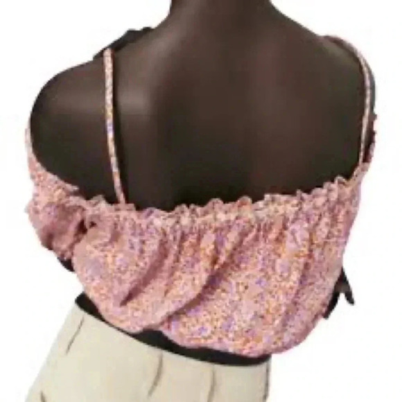 🍁 Zara lace trim floral printed top medium 0387/070 - Picture 2 of 6